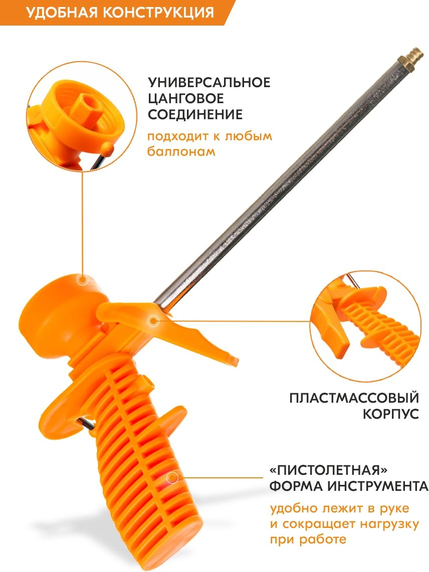 Пистолет монт.пены Вихрь 73/3/6/6