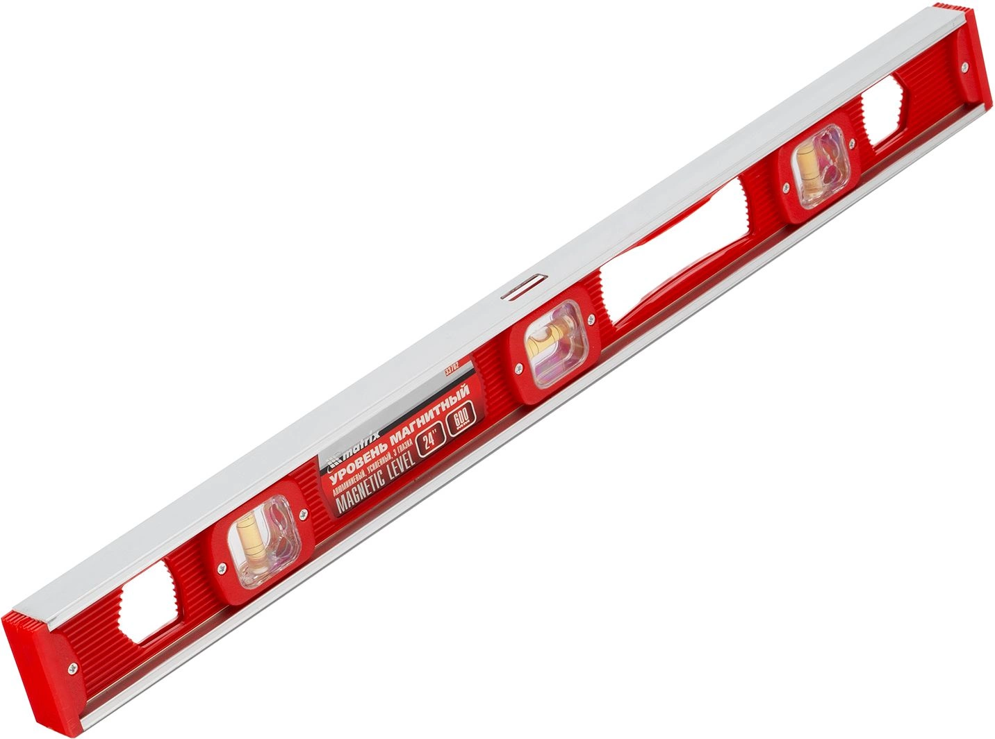 Уровень Matrix 33702 пузырьковый 3глаз. магнит. литой красный