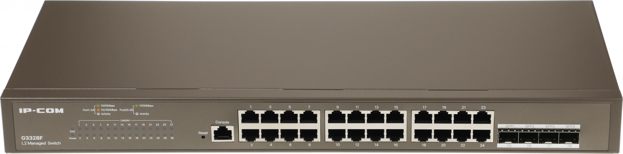 Коммутатор IP-Com G3328F (L2) 24x1Гбит/с 4xКомбо(1000BASE-T/SFP) 4SFP управляемый Коммутатор IP-Com G3328F (L2) 24x1Гбит/с 4xКомбо(1000BASE-T/SFP) 4SFP управляемый
