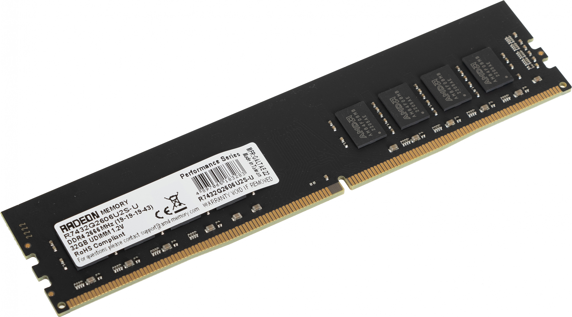 Память DDR4 32GB 2666MHz AMD R7432G2606U2S-U Radeon R7 Performance Series RTL PC4-21300 CL19 DIMM 288-pin 1.2В dual rank Ret
