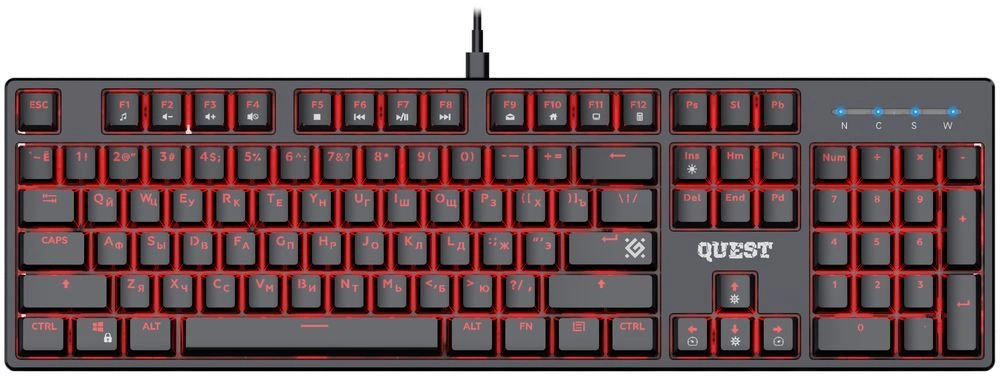 Клавиатура Defender Gk-596 механическая черный USB for gamer LED (45596) кабель 1.5м