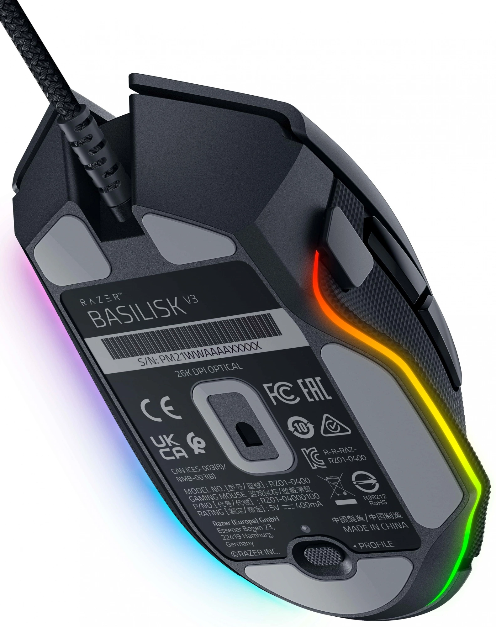 Мышь Razer Basilisk V3 черный оптическая 26000dpi USB 11but (RZ01-04000100-R3M1)