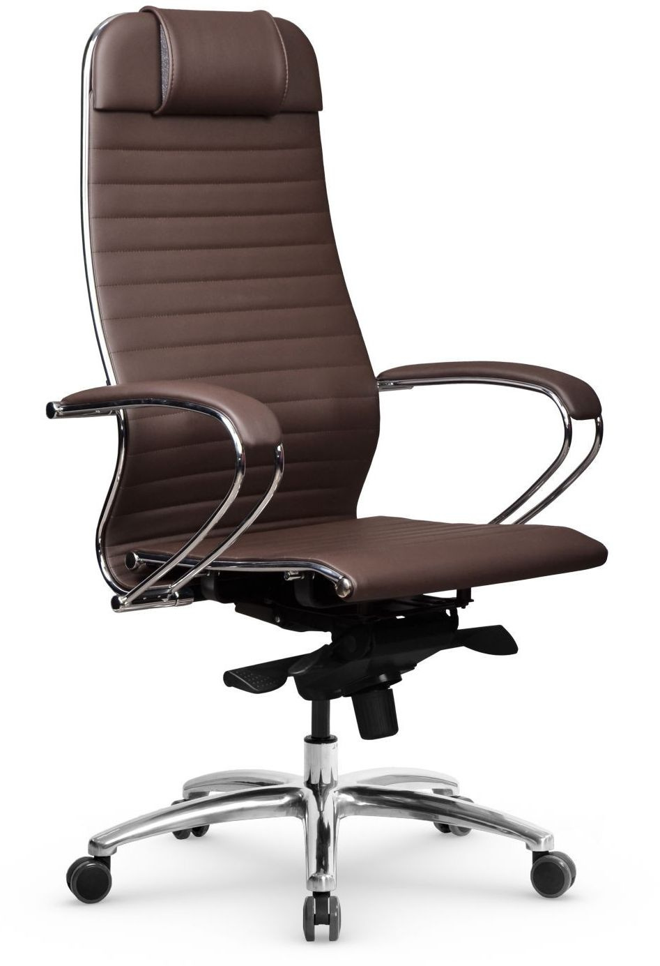 Кресло Метта Samurai K-1.04 MPES темно-коричневый сиденье темно-коричневый экокожа с подголов. крестов. металл хром