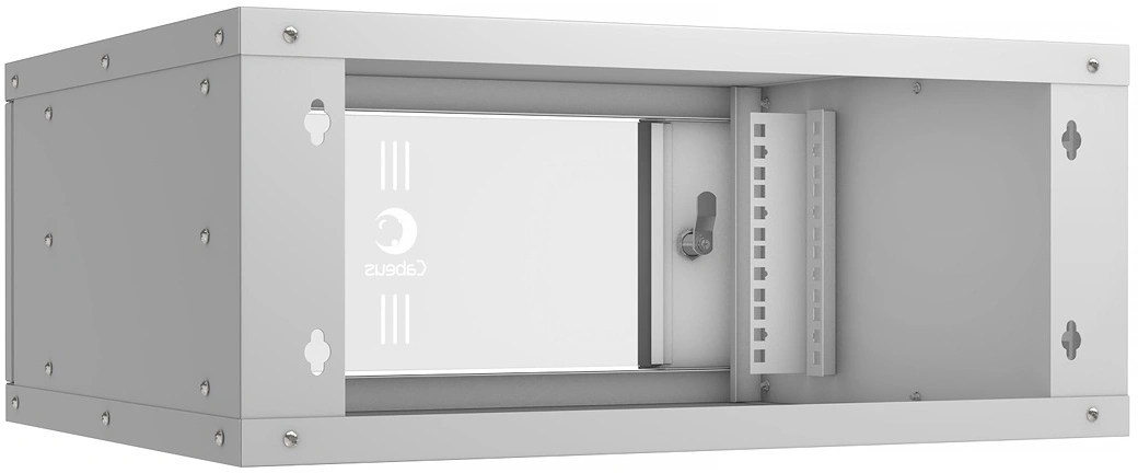 Шкаф коммутационный Cabeus (WSC-05D-4U55/45) настенный 4U 550x450мм пер.дв.стекл 30кг серый 340мм 10кг 220град. 230мм IP20 сталь
