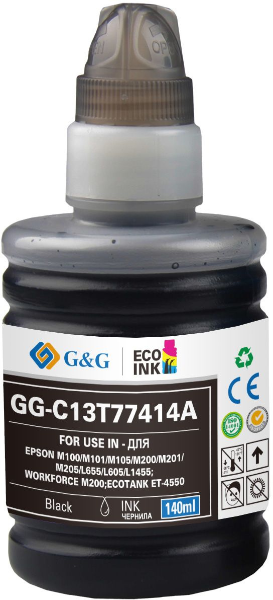 Картридж струйный G&G GG-C13T77414A черный пигментный (140мл) для Epson M100/105/200/205