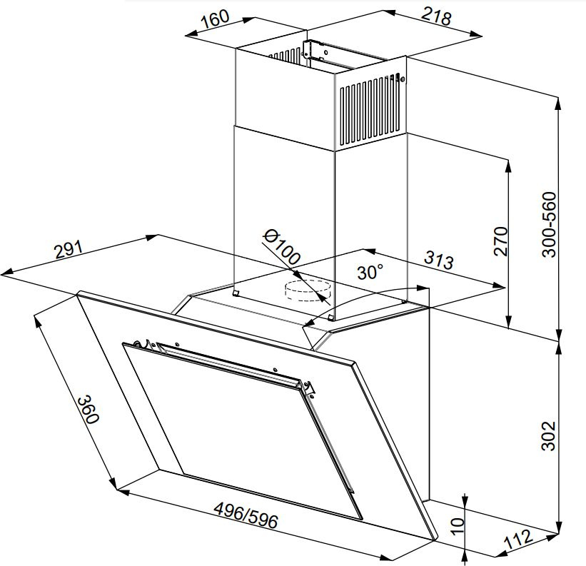 Вытяжка каминная Weissgauff Sigma 60 PB WH белый управление: кнопочное (1 мотор)