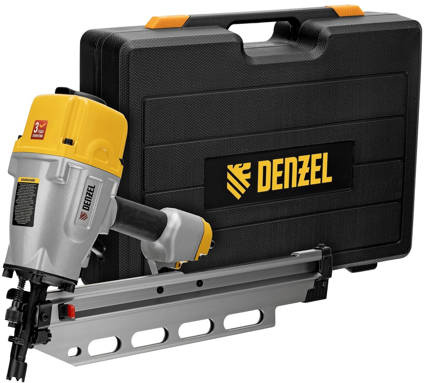 Пистолет гвоздезабивной Denzel PN2190 серый/желтый