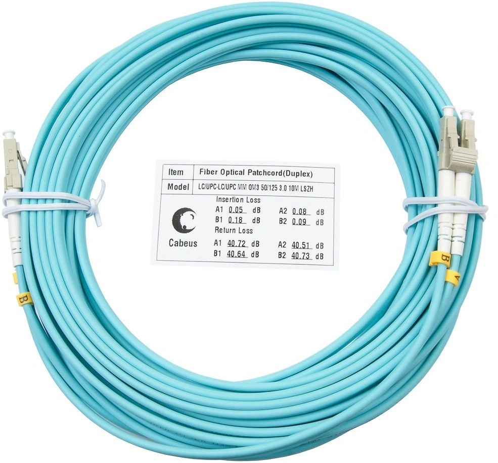 Патч-корд Cabeus FOP-50-LC-LC-10M 2x50/125 OM3 LC дуплекс-LC дуплекс 10м LSZH бирюзовый