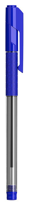Ручка шариков. Deli Arrow EQ01730 прозрачный/синий d=1мм син. черн. резин. манжета