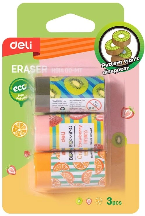 Набор ластиков Deli EH01400-MT ассорти блистер (3шт)