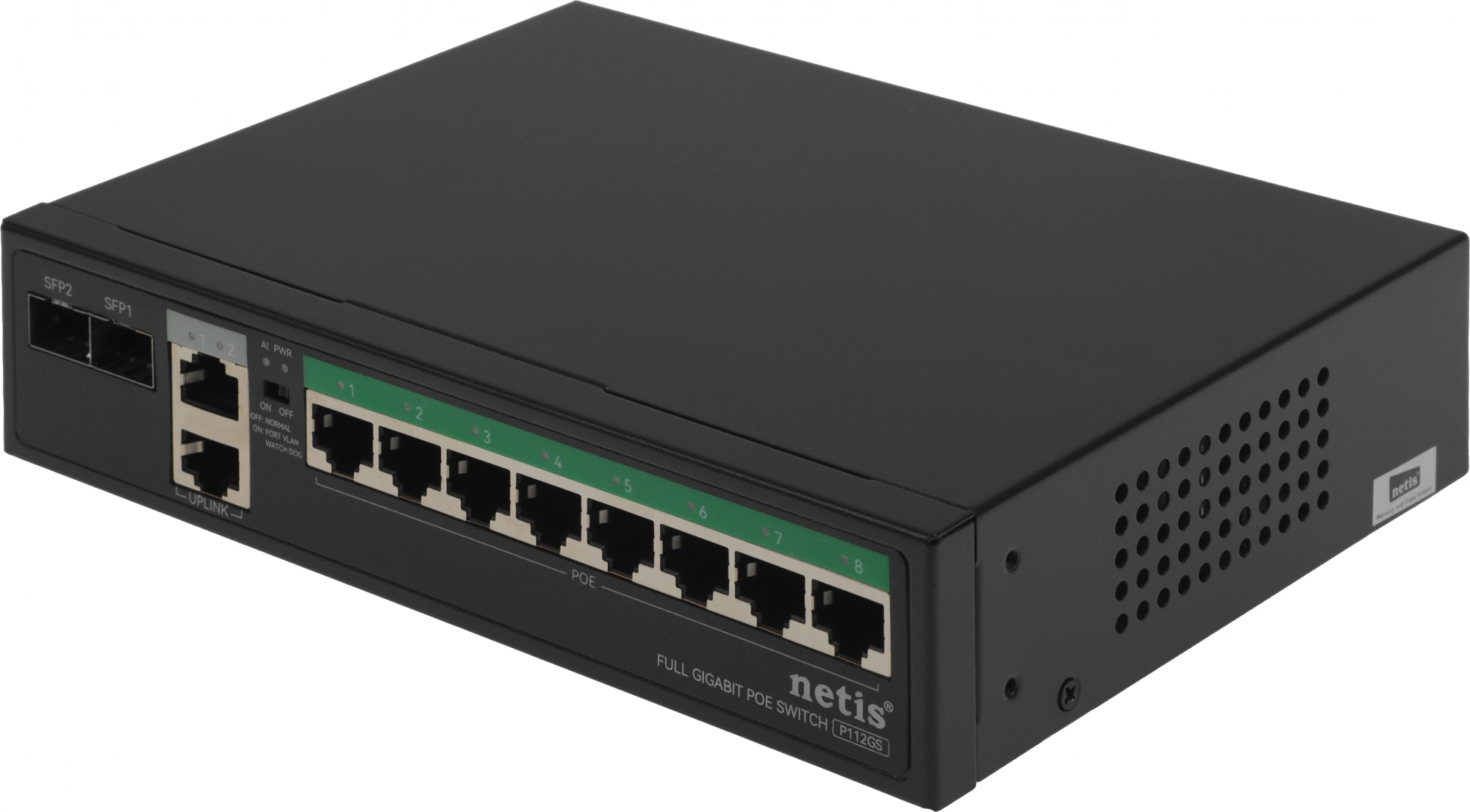Коммутатор Netis P112GS (L2) 10x1Гбит/с 2SFP 8PoE 120W неуправляемый