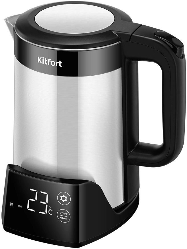 Чайник электрический Kitfort КТ-6691 1.5л. 1500Вт черный/нержавеющая сталь корпус: нерж.сталь/пластик