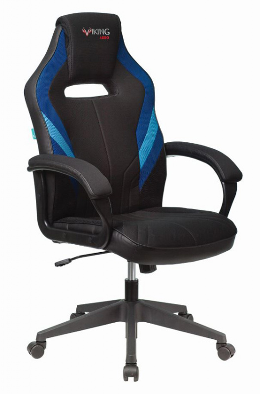 Кресло игровое Zombie VIKING 3 AERO черный/синий ткань/эко.кожа крестов. пластик