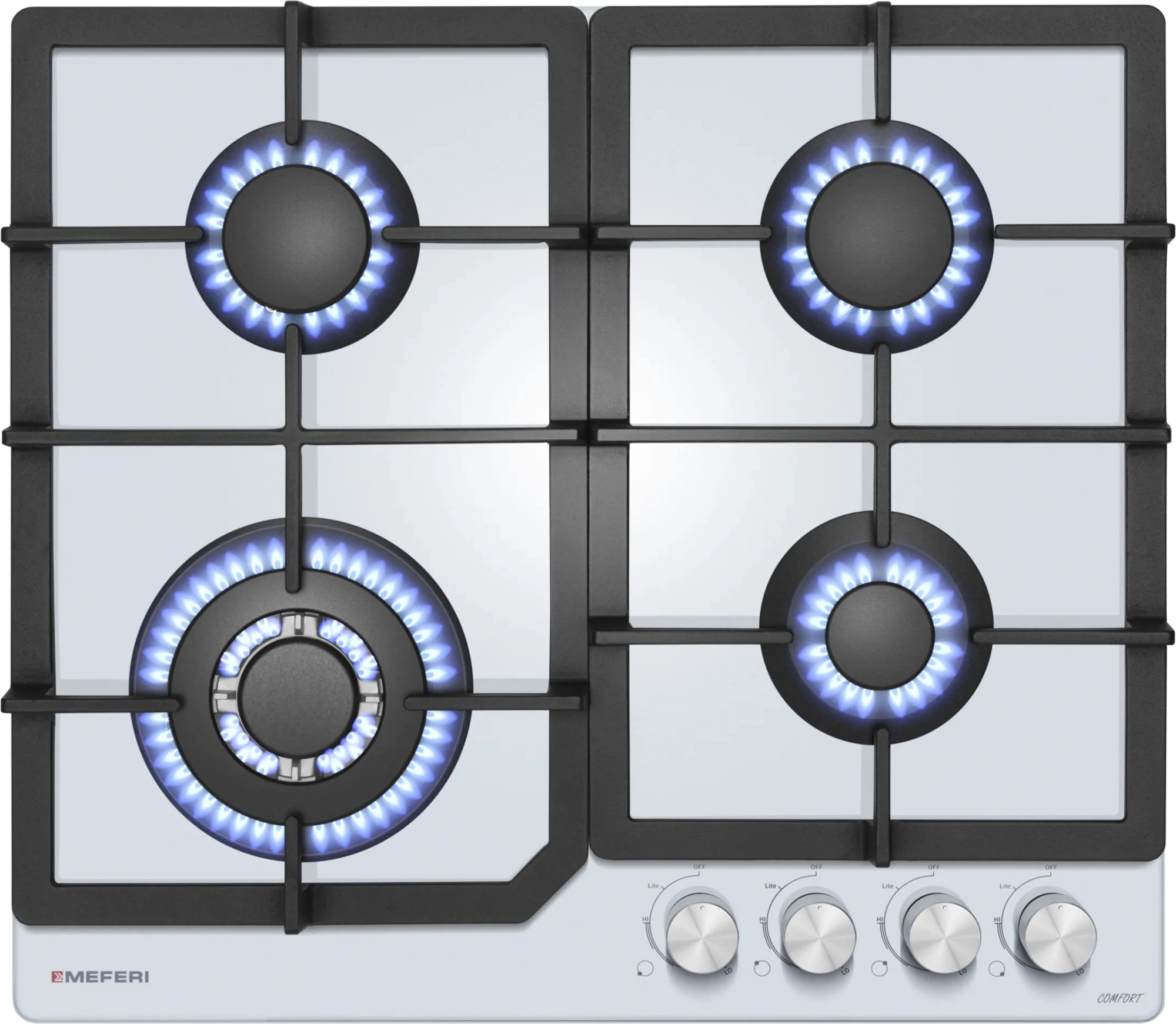 Газовая варочная поверхность Meferi Glass comfort MGH604WH белый