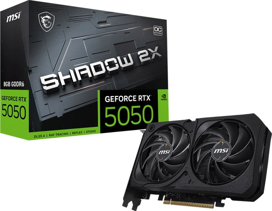 Видеокарта MSI PCI-E 5.0 RTX 5050 8G SHADOW 2X OC NVIDIA GeForce RTX 5050 8Gb 128bit GDDR6 2602/20000 HDMIx1 DPx3 HDCP Ret Видеокарта MSI PCI-E 5.0 RTX 5050 8G SHADOW 2X OC NVIDIA GeForce RTX 5050 8Gb 128bit GDDR6 2602/20000 HDMIx1 DPx3 HDCP Ret