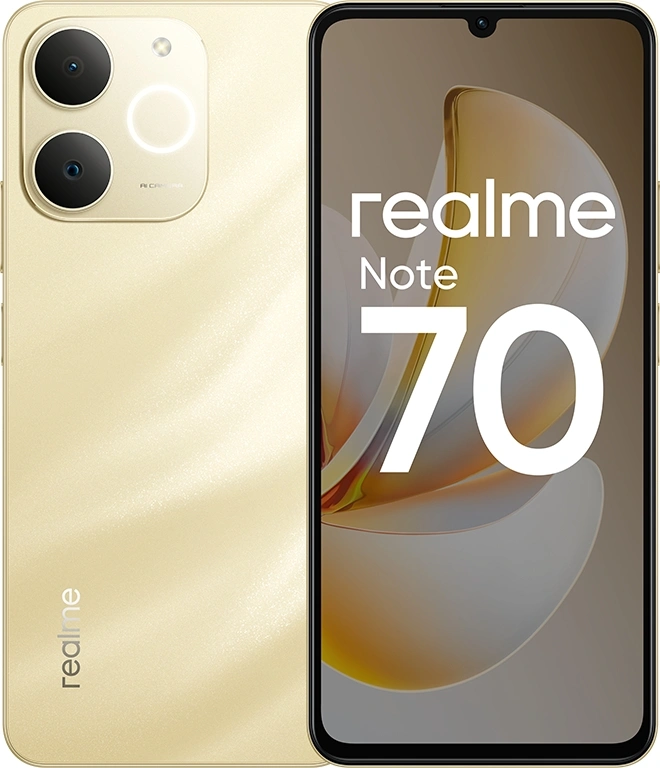 Смартфон Realme RMX5313 Note 70 128Gb 6Gb золотой моноблок 3G 4G 6.7" 720x1600 Android 15 13Mpix 802.11 a/b/g/n/ac NFC GPS GSM900/1800 GSM1900 Protect