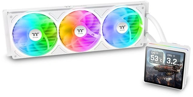 Система водяного охлаждения Thermaltake TH360 V3 Ultra Snow ARGB Soc-AM5/AM4/1200/1700/1851 белый 4-pin 37.8dB Al LCD 365W Ret (CL-W476-PL12SW-A)