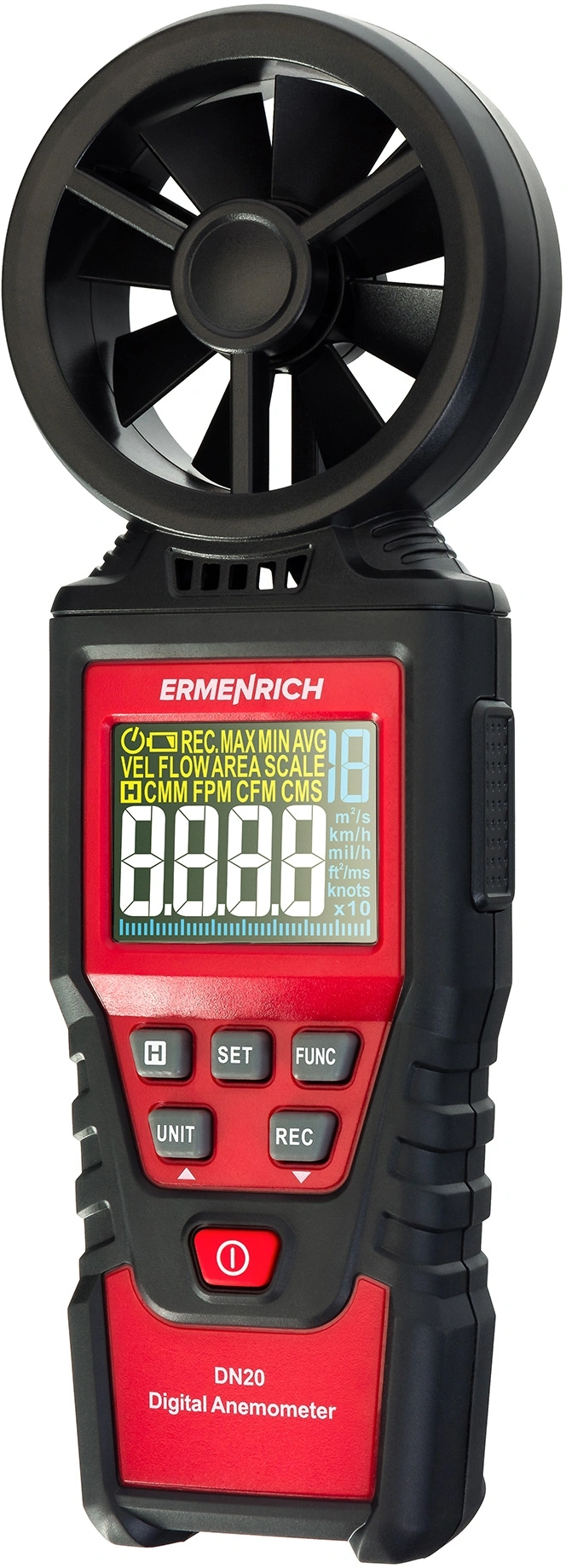Анемометр-термометр Ermenrich Seek DN20 портативный крыльчатый красный/черный (82972)