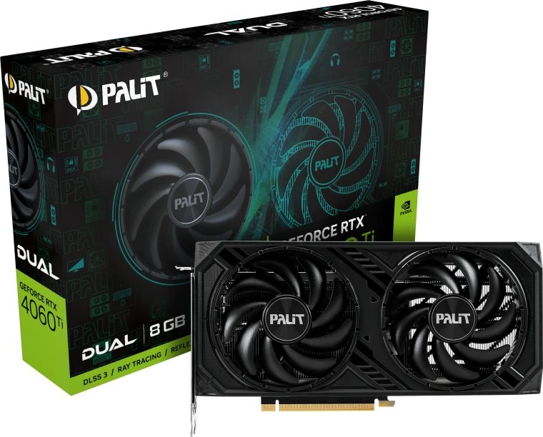 Видеокарта Palit PCI-E 4.0 PA-RTX4060TI DUAL NVIDIA GeForce RTX 4060TI 8Gb 128bit GDDR6 2310/18000 HDMIx1 DPx3 HDCP Ret Видеокарта Palit PCI-E 4.0 PA-RTX4060TI DUAL NVIDIA GeForce RTX 4060TI 8Gb 128bit GDDR6 2310/18000 HDMIx1 DPx3 HDCP Ret