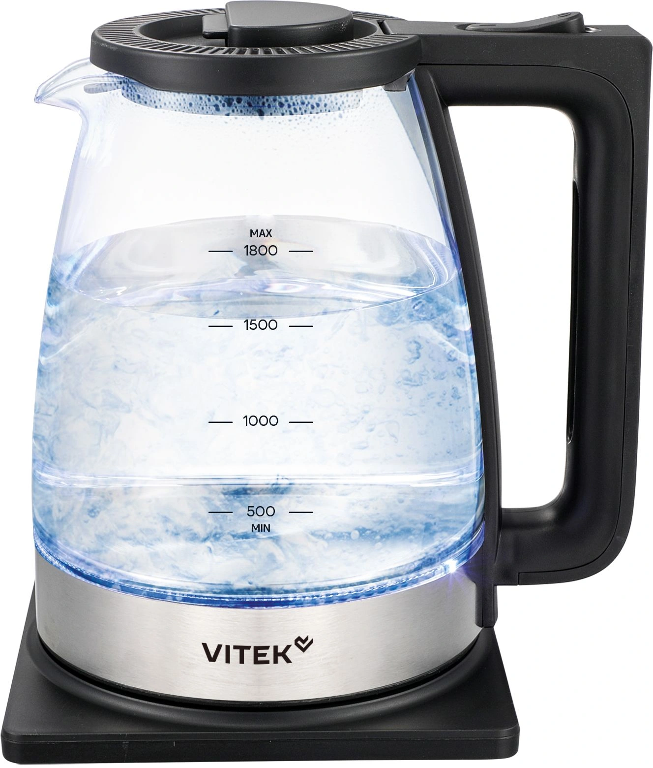 Чайник электрический Vitek VT-WK1071 1.7л. 1800Вт черный/серебристый корпус: стекло
