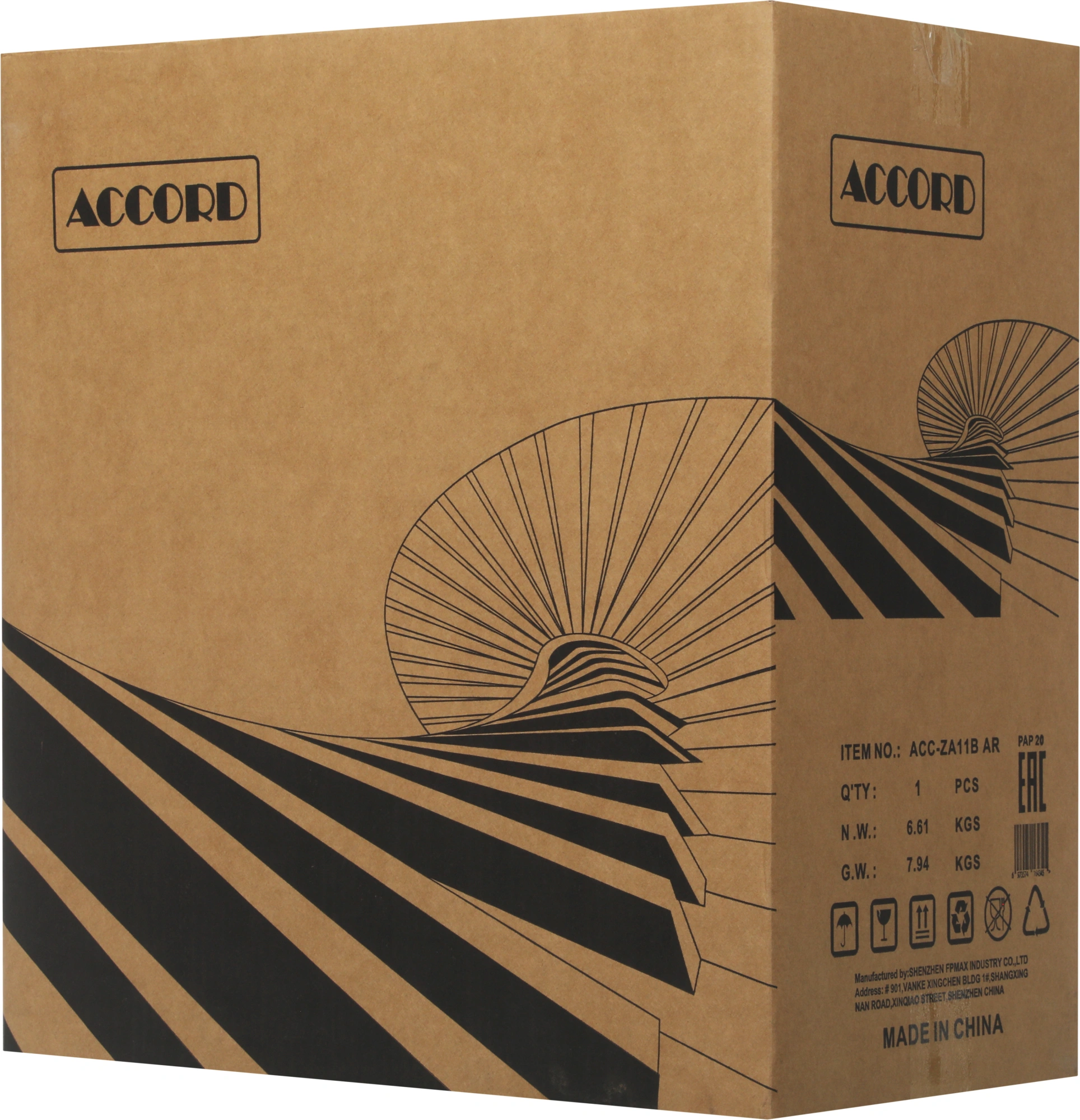 Корпус Accord ACC-ZA11B AR черный без БП ATX 3x120mm 1xUSB2.0 2xUSB3.0 audio bott PSU