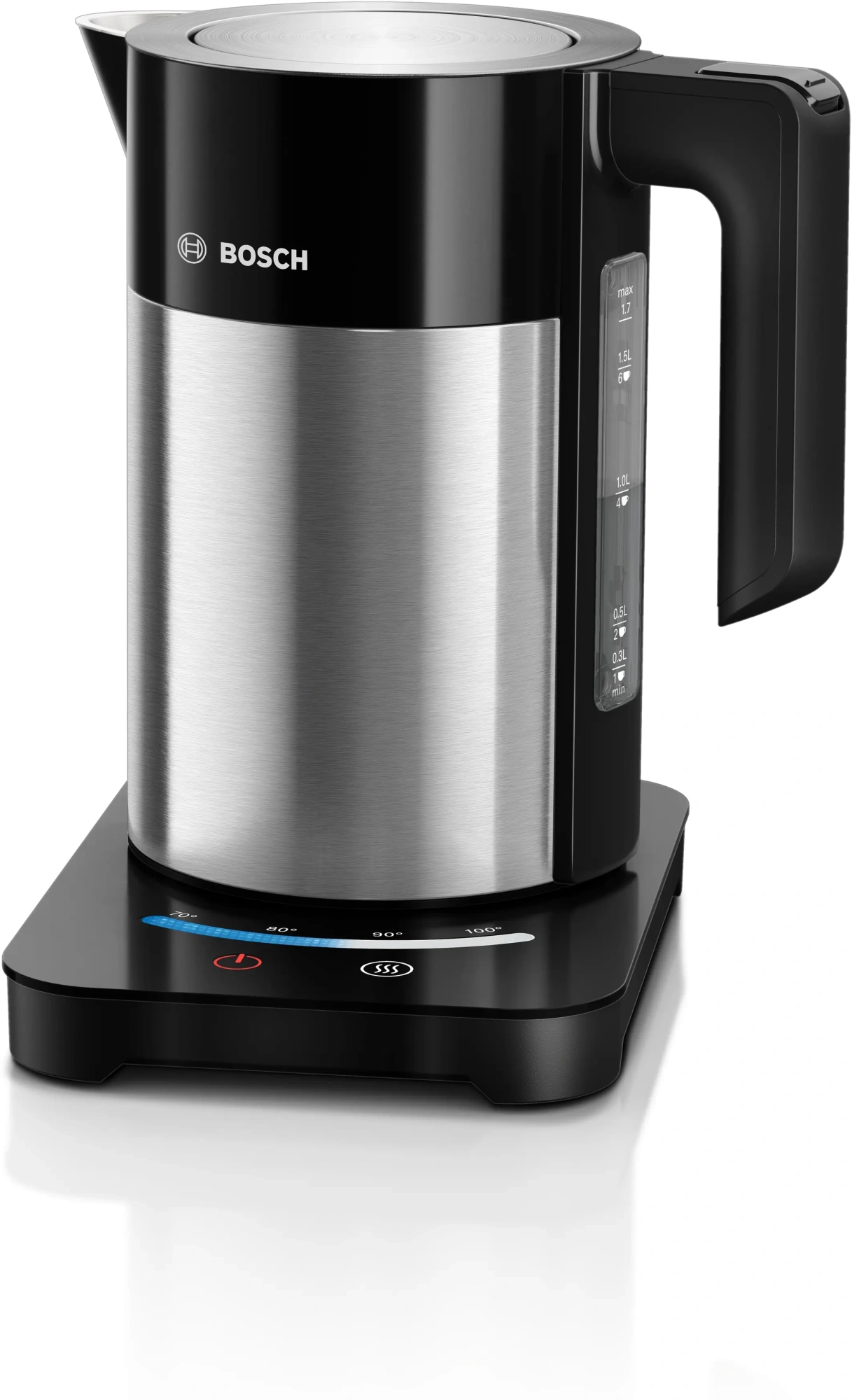 Чайник электрический Bosch TWK7203 1.7л. 2200Вт черный/серебристый корпус: металл/пластик