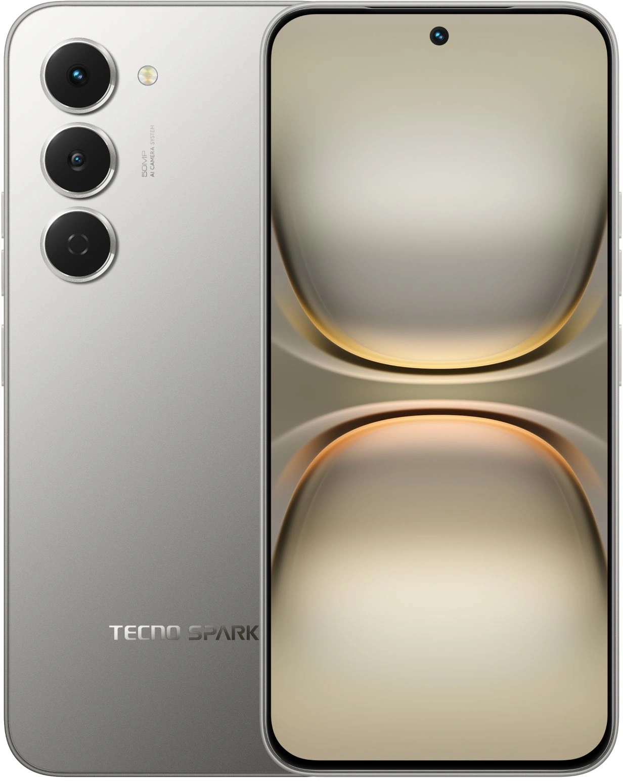 Смартфон Tecno Spark 40 Pro 128Gb 8Gb титан моноблок 3G 4G 2Sim 6.78" 1224x2720 Android 15 50Mpix 802.11 a/b/g/n/ac/ax NFC GPS GSM900/1800 Protect FM