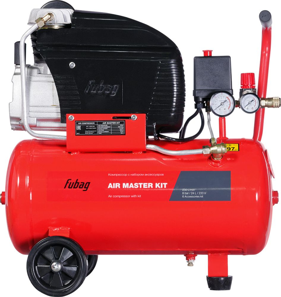 Компрессор поршневой Fubag Air Master Kit 6 масляный 230л/мин 24л 1500Вт красный/черный