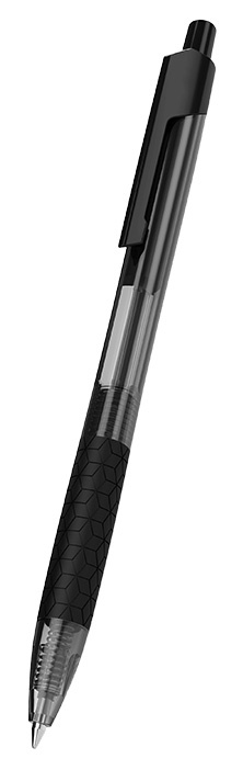 Ручка шариков. автоматическая Deli Arrow EQ01920 прозрачный/черный d=0.7мм черн. черн. резин. манжета