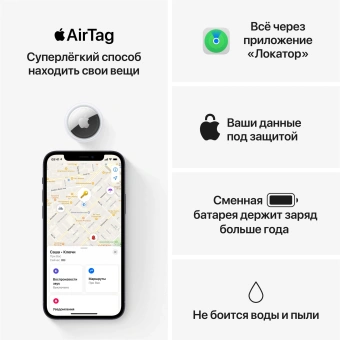 Метка Apple AirTag A2187 компл.:4шт (MX542ZP/A) - купить недорого с доставкой в интернет-магазине