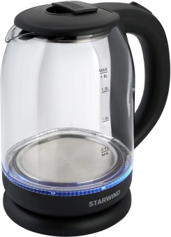 Чайник электрический Starwind SKG1779 1.8л. 1700Вт прозрачный/черный корпус: стекло - купить недорого с доставкой в интернет-магазине