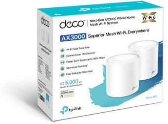 Бесшовный Mesh роутер TP-Link Deco X60(2-Pack) AX5400 10/100/1000BASE-TX белый (упак.:2шт) - купить недорого с доставкой в интернет-магазине