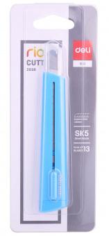 Нож канцелярский Deli E2038BLUE 80мм шир.лез.9мм синий блистер - купить недорого с доставкой в интернет-магазине