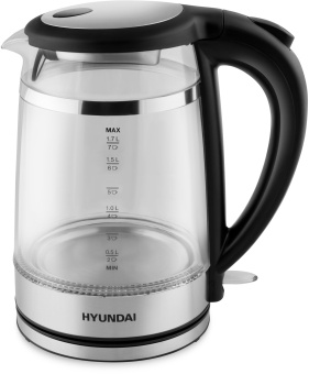 Чайник электрический Hyundai HYK-G3036 1.7л. 2200Вт черный/прозрачный корпус: стекло/пластик - купить недорого с доставкой в интернет-магазине