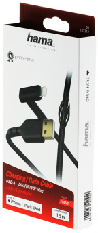 Кабель Hama 00187212 USB (m)-Lightning (m) 1.5м черный - купить недорого с доставкой в интернет-магазине