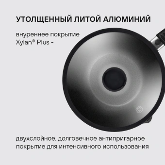 Сковорода ВОК (WOK) Rondell Escurion RDA-870 круглая 28см покрытие: Xylan Plus ручка съемная (с крышкой) черный - купить недорого с доставкой в интернет-магазине