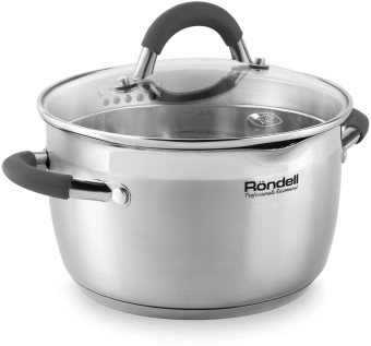 Кастрюля Rondell Flamme RDS-023 2.3л. d=18см (с крышкой) стальной - цена, купить или заказать с доставкой в интернет-магазине Кастрюля Rondell Flamme RDS-023 2.3л. d=18см (с крышкой) стальной - купить недорого с доставкой в интернет-магазине