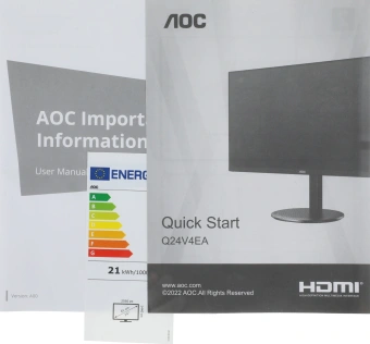 Монитор AOC 23.8" Value Line Q24V4EA черный IPS LED 16:9 HDMI M/M матовая 250cd 178гр/178гр 2560x1440 75Hz DP 2K 3.45кг - купить недорого с доставкой в интернет-магазине