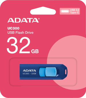 Флеш Диск A-Data 32GB Type-C UC300 ACHO-UC300-32G-RNB/BU USB3.2 синий/голубой - купить недорого с доставкой в интернет-магазине