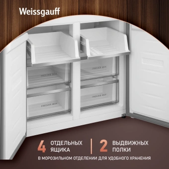 Холодильник Weissgauff WCD 450 Rock Glass NoFrost Inverter 3-хкамерн. графит темный инвертер - купить недорого с доставкой в интернет-магазине