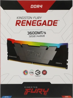 Память DDR4 4x8GB 3600MHz Kingston KF436C16RB2AK4/32 Fury Renegade RGB RTL Gaming PC4-28800 CL16 DIMM 288-pin 1.35В single rank с радиатором Ret - купить недорого с доставкой в интернет-магазине