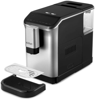 Кофемашина Kitfort КТ-7166 1350Вт черный/нержавеющая сталь - купить недорого с доставкой в интернет-магазине