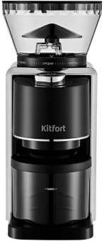 Кофемолка Kitfort КТ-787 200Вт сист.помол.:жернова вместим.:250гр черный/серебристый - купить недорого с доставкой в интернет-магазине