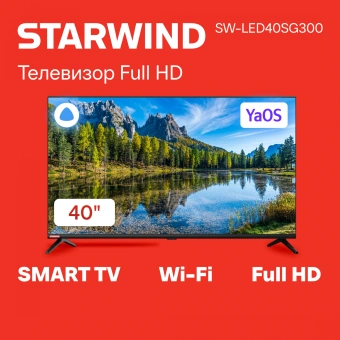 Телевизор LED Starwind 40" SW-LED40SG300 Яндекс.ТВ Frameless черный FULL HD 60Hz DVB-T DVB-T2 DVB-C DVB-S DVB-S2 USB WiFi Smart TV - купить недорого с доставкой в интернет-магазине