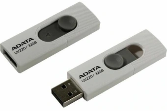 Флеш Диск A-Data 32GB UV220 AUV220-32G-RWHGY USB2.0 белый/серый - купить недорого с доставкой в интернет-магазине