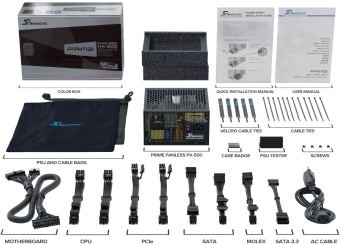Блок питания Seasonic ATX 500W PRIME Fanless PX-500 80+ platinum 24pin APFC 8xSATA Cab Manag RTL - купить недорого с доставкой в интернет-магазине