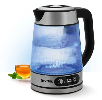 Чайник электрический Vitek VT-8825 1.8л. 2200Вт прозрачный корпус: стекло - купить недорого с доставкой в интернет-магазине