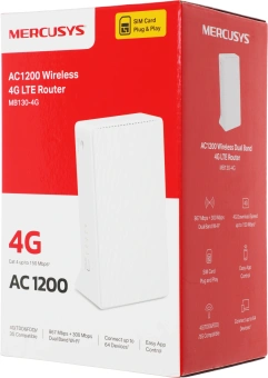 Роутер беспроводной Mercusys MB130-4G AC1200 10/100BASE-TX/3G/4G cat. 4 белый - купить недорого с доставкой в интернет-магазине