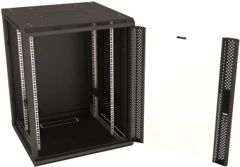Шкаф коммутационный Hyperline (TWB-2766-GP-RAL9004) настенный 27U 600x600мм пер.дв.стекл 2 бок.пан. 60кг черный 49.9кг 1304мм - купить недорого с доставкой в интернет-магазине