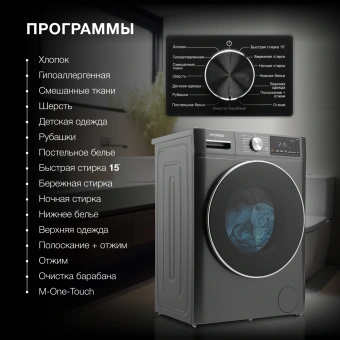 Стиральная машина Hyundai WMA8407 класс: A+++ загр.фронтальная макс.:8кг темно-серый инвертор - купить недорого с доставкой в интернет-магазине